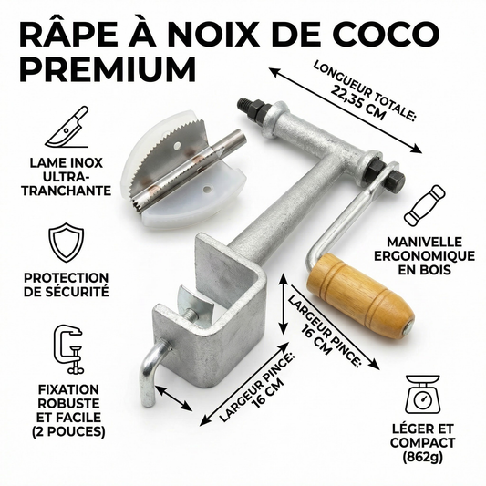 Râpe à Coco Manivelle – avec protège-lame