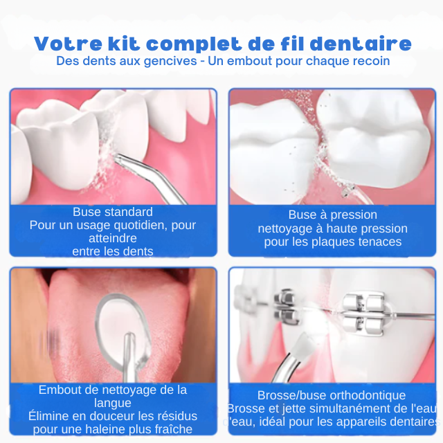 Hydropulseur dentaire sans fil 4 en 1