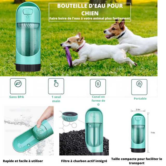 Bouteille d'Eau pour Chiens avec Filtre - En précommande - MC ECOM Tahiti