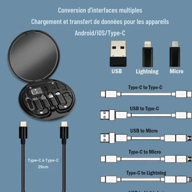 🤩Étui à câbles 9 en 1 type C📱