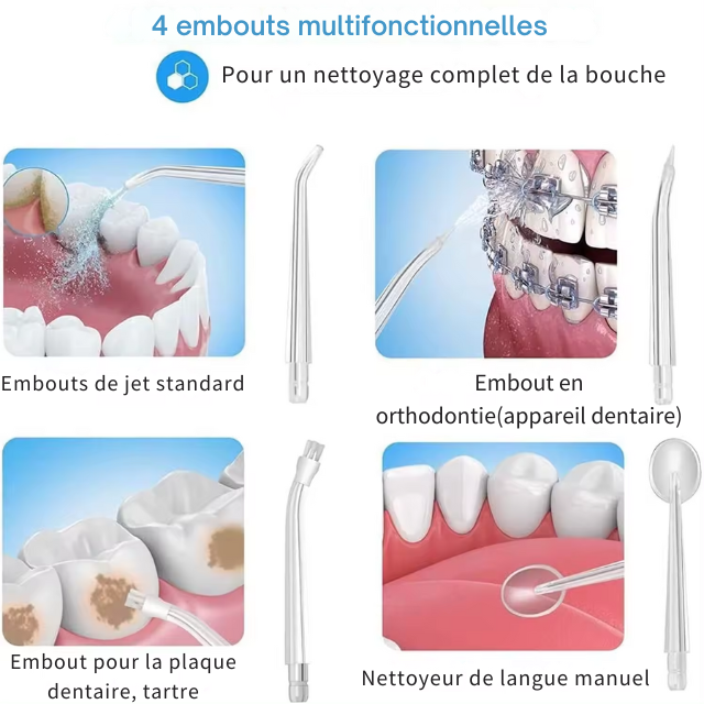 Hydropulseur dentaire sans fil 4 en 1