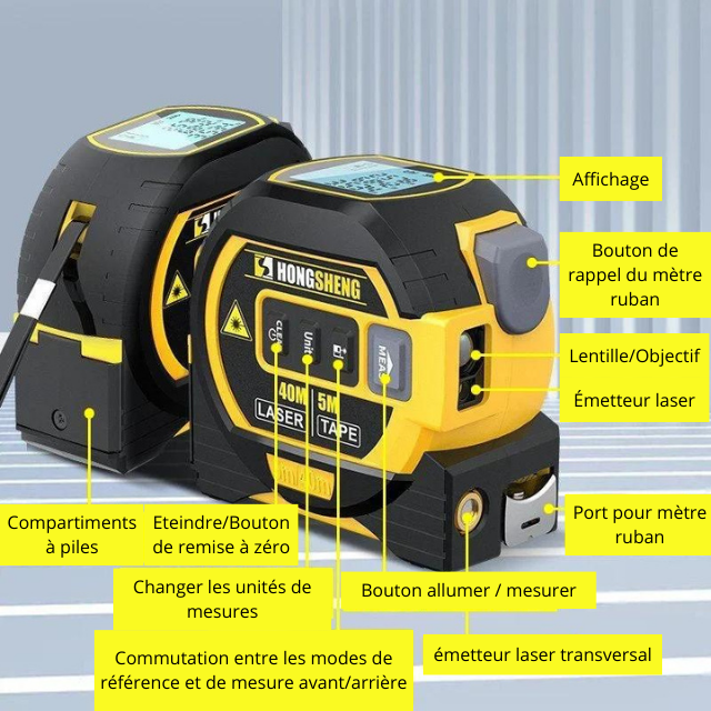 Mètre à ruban laser 3 en 1 - En Stock - MC ECOM Tahiti