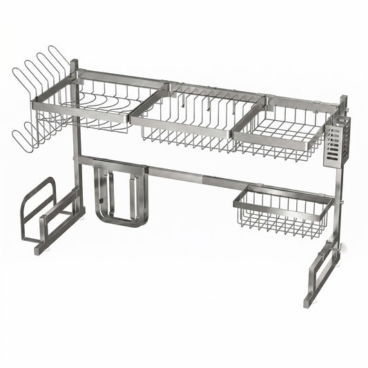 Égouttoir à vaisselle extensible en acier inoxydable au-dessus de l'évier