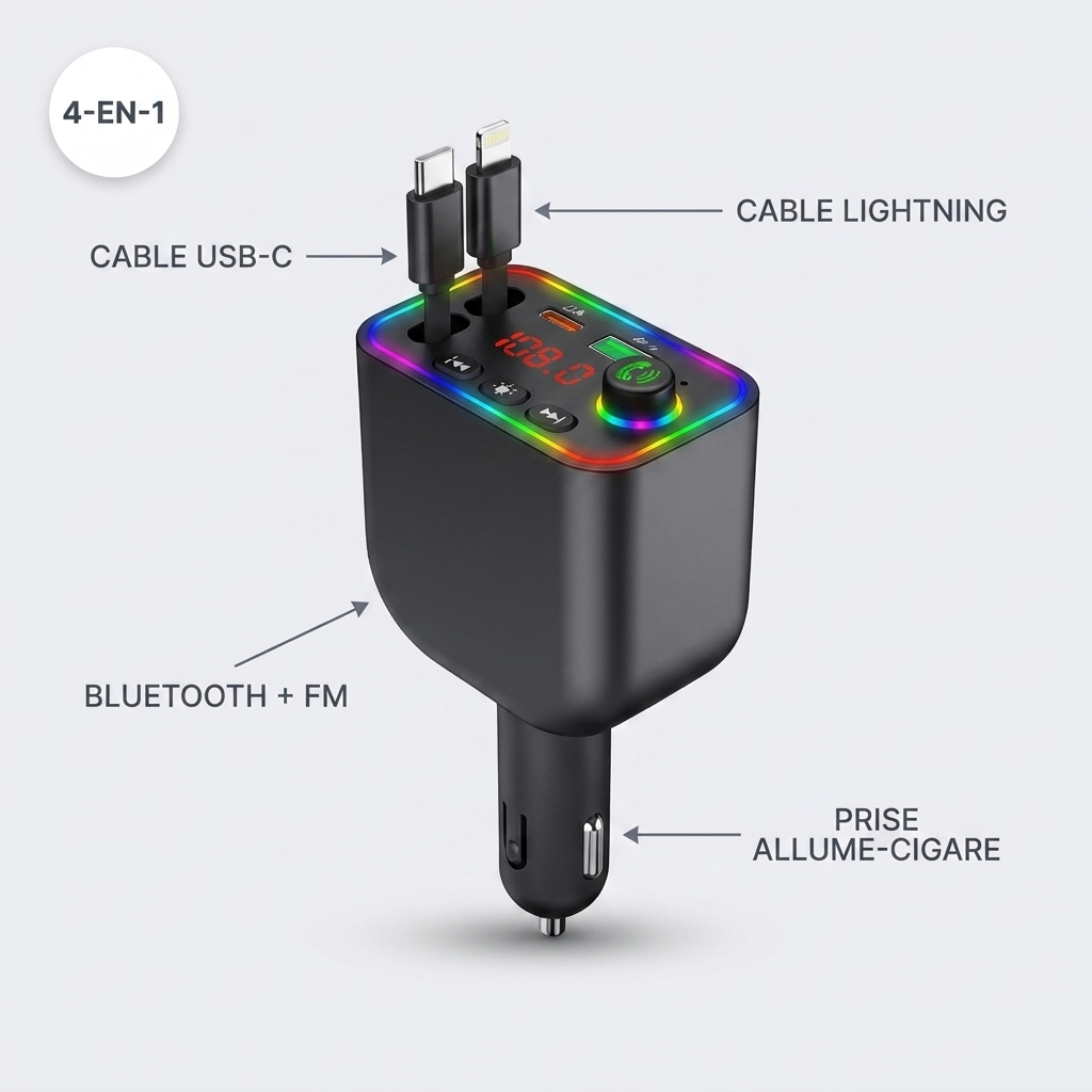 VoltGlow™ 4-en-1 - Adaptateur allume-cigare multifonctions