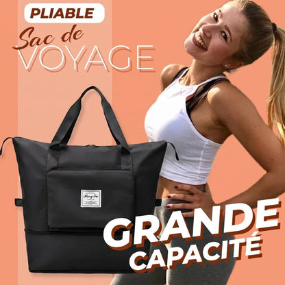 Sac de voyage pliable noir grande capacité